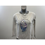 Carisma Women's Pajama Top Size Medium Owl Gray Long Sleeve Cotton Blend