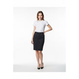 Point Zero Women's Black Pinstriped Pencil Skirt Size 9  Stretch  Cotton Blend Black Slit NEW