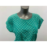 UK2LA Women's Small Aqua Polka Dot Sleeveless Cold Shoulder Back Zip Front Tie