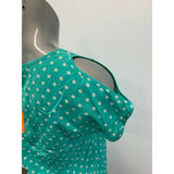UK2LA Women's Small Aqua Polka Dot Sleeveless Cold Shoulder Back Zip Front Tie