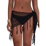 WOMEN'S CROCHET MESH COVER-UP SRAP SKIRT small black Polyester NWOT