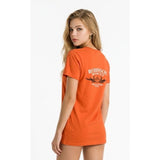 Robinson Motorcycle Ladies Small Orange Short Sleeve Cotton Crew Neck T Shirt