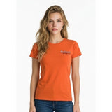 Robinson Motorcycle Ladies Small Orange Short Sleeve Cotton Crew Neck T Shirt