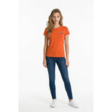 Robinson Motorcycle Ladies Small Orange Short Sleeve Cotton Crew Neck T Shirt