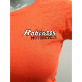 Robinson Motorcycle Ladies Small Orange Short Sleeve Cotton Crew Neck T Shirt