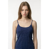 Simple Pleasures Cami/Tank Top w/Shelf Bra Women's Size Small Blue Polyester