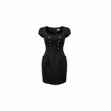 Be Beau Alison Hayes Women's Sheath Dress Size M Black Cap Sleeves Square neck