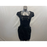 Be Beau Alison Hayes Women's Sheath Dress Size M Black Cap Sleeves Square neck