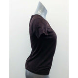 Jones New York Rousched V Neck Top Women's Size Small Stretch Brown Short Sleeve