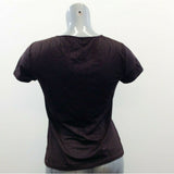 Jones New York Rousched V Neck Top Women's Size Small Stretch Brown Short Sleeve