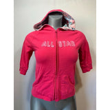 Athletic Works Girls Size Large (14-16) Hooded Full Zip Pink 3/4 Sleeve Hoodie