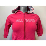 Athletic Works Girls Size Large (14-16) Hooded Full Zip Pink 3/4 Sleeve Hoodie