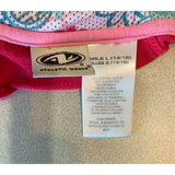 Athletic Works Girls Size Large (14-16) Hooded Full Zip Pink 3/4 Sleeve Hoodie