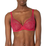 Simone Perele Womens Delice Sheer Plunge Bra  US36 Cranberry NWOT