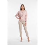 Marciano Women's Large Pink Long Sleeve Back Button Up Scoop Neck Sweater
