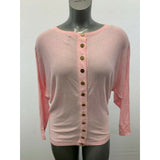 Marciano Women's Large Pink Long Sleeve Back Button Up Scoop Neck Sweater