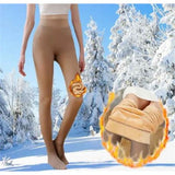 FSPwg Women High Waist Fleece Lined Warm Tights W/ Feet, Coffee One Size