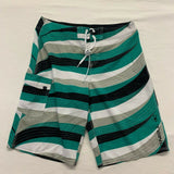 O'Neill Board Shorts Men's Size 32 Green Black Striped Polyester/Elastane shorts