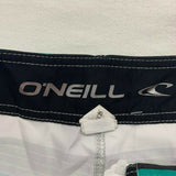 O'Neill Board Shorts Men's Size 32 Green Black Striped Polyester/Elastane shorts
