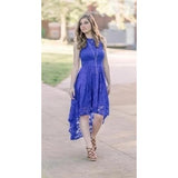 DRESSYSTAR FLORAL LACE COCKTAIL DRESS HALTER Size Small Blue NWT
