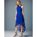 DRESSYSTAR FLORAL LACE COCKTAIL DRESS HALTER Size Small Blue NWT