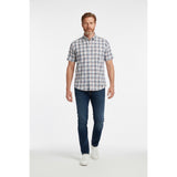 Nautica Men's Button Down Shirt Size Medium Blue Red Plaid Short Sleeve Cotton