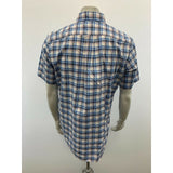 Nautica Men's Button Down Shirt Size Medium Blue Red Plaid Short Sleeve Cotton
