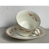 Royal Albert Crown China Demitasse Teacup Saucer Set England Pink gold