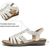 VJH WOMEN'S FLAT SANDALS WITH RHINESTONES (SIZE 9.5) White