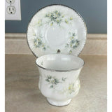 Paragon Bone Vintage China Tea Cup & Saucer  "First Love" Pattern w/Silver Trim