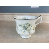 Paragon Bone Vintage China Tea Cup & Saucer  "First Love" Pattern w/Silver Trim