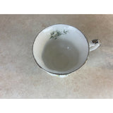 Paragon Bone Vintage China Tea Cup & Saucer  "First Love" Pattern w/Silver Trim