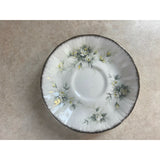 Paragon Bone Vintage China Tea Cup & Saucer  "First Love" Pattern w/Silver Trim