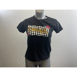Women's Black Checkered Themed SAVAGE Lettering T-Shirt Size Medium Cotton