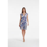 Jessica Sleeveless Dual V Neck Back Zip Layered Dress Size 12 Blue Purple