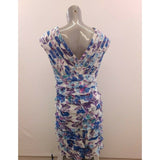 Jessica Sleeveless Dual V Neck Back Zip Layered Dress Size 12 Blue Purple