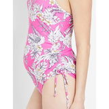 Motherhood Maternity Beach Bump Side-tie One Piece Swimsuit Pink Floral Size XL