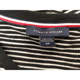 Tommy Hilfiger Long Sleeve T Shirt Women's Size Small Blue White Striped Round Neck Cotton Blend