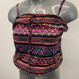 Ocean Pacific Speghetti Strap Top Women's Size Large Multicolor Patterned Cotton Top