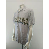 Island Shores Hawaiian Shirt Men's XL Rayon Gray  Aloha Graphic Button Up Shirt