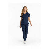 Wonder Wink Women's V Neck Scrub Top Small Blue Short Sleeve Polyester Blend