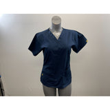 Wonder Wink Women's V Neck Scrub Top Small Blue Short Sleeve Polyester Blend