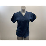 Wonder Wink Women's V Neck Scrub Top Small Blue Short Sleeve Polyester Blend