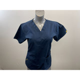 Wonder Wink Women's V Neck Scrub Top Small Blue Short Sleeve Polyester Blend