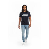 Roots Athletics Tee Mens Large Stitched Logo Blue Crew Neck Spell Out Cotton Tee