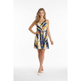 Summer Sundress Women's Large Blue Yellow White Floral Poly/Spandex NWOT