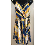 Summer Sundress Women's Large Blue Yellow White Floral Poly/Spandex NWOT