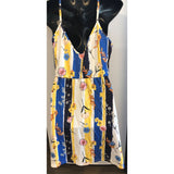 Summer Sundress Women's Large Blue Yellow White Floral Poly/Spandex NWOT