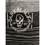 Dark Black Men's Medium Polo Shirt Black Gray Striped Cotton Short Sleeve