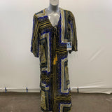 Violet Sky Women's S Bathing Suit Beach Cover Blue and Yellow Funky Patterns Long with Tie Tight NWT Size Small